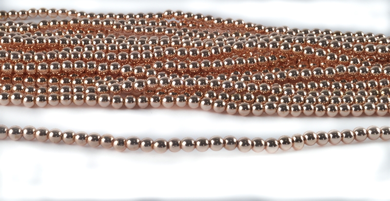 Små perler 3 mm Rosaguldfarvet hæmatitperler
